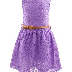 Purple Lace Little Girl Dress with a Bowknot Belt